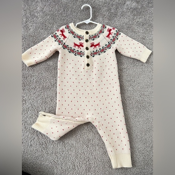 Hanna Andersson One Piece Christmas Knit Onesie 12-18 Months
